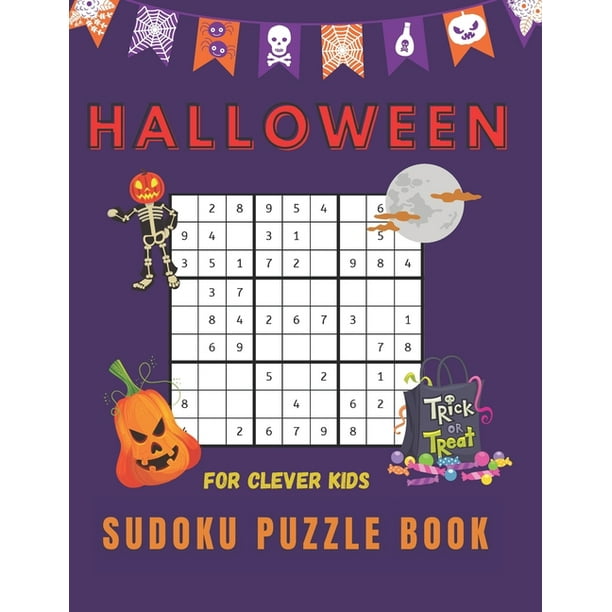 brain riddles halloween sudoku puzzles book for clever kids smart gift for young boys and girls children activities and free time for parents 200 easy quizzes and place to draw large print