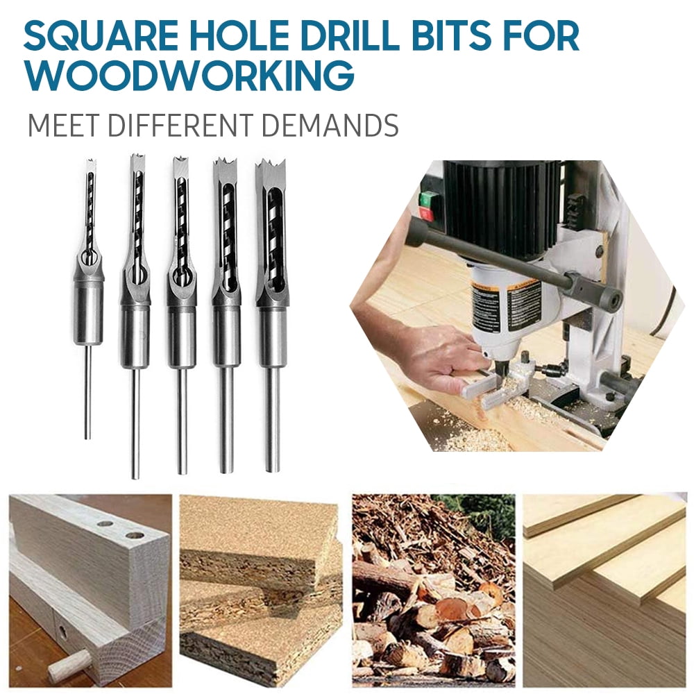 Drilling bit kit,Steel Drill Set Bit Saw Chisel 1/4 Inch 5/16 Drill Bit Saw 5/8 Inch Wood Drill Set 1/4 Inch Saw Chisel Steel 5/16 Inch 3/8 Inch 1/2 Inch Chisel Steel Drill 5pcs Buzhi