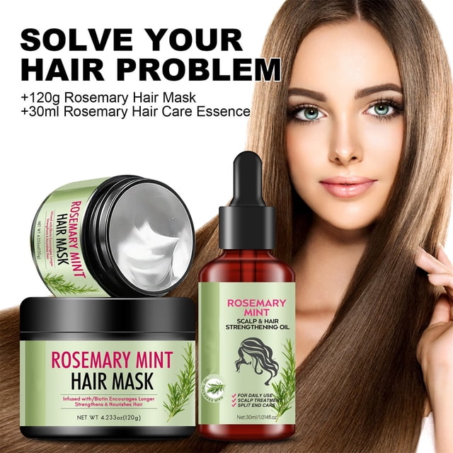 Clearance, Rosemaries Hair Care Set: Hair Oil 30ml + Hair Mask 120g - Deep Nourishment, Long-Lasting Fragrancy, Smooth And Shiny Hair