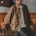 thumbnail image 4 of Chaqueta vaquera vintage de otoño con estampado de Joker para hombre, ropa de abrigo de invierno elástica de bajo precio, abrigo vaquero Y2k para hombre, talla L, 4 of 5