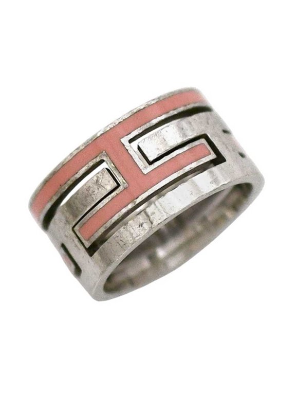 Pre-Owned Hermes Move H Ring, Silver Pink, Size JP11, Ag 925