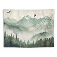 thumbnail image 5 of Chilfamy Mountain Forest Tapestry, Misty Foggy Sage Green Tree Landscape Watercolor Art Wall Tapestries, Nature Scenery Tapestry for Bedroom Living Room Backdrop Painting, 5 of 6