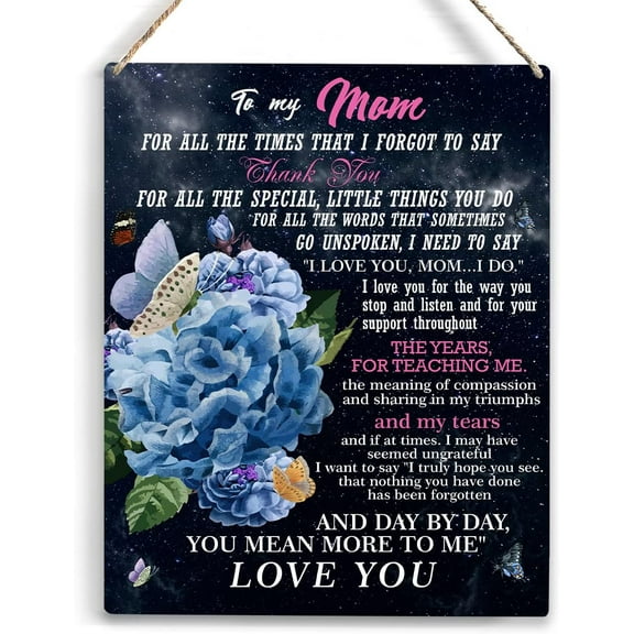 Gifts for Mom Birthday Gifts To My Mom Wooden Hanging Sign Christmas Gifts for Mom from Kids Birthday Thanksgiving Day Housewarming Gift Wall Decor for Home Bedroom 8x10 Inch