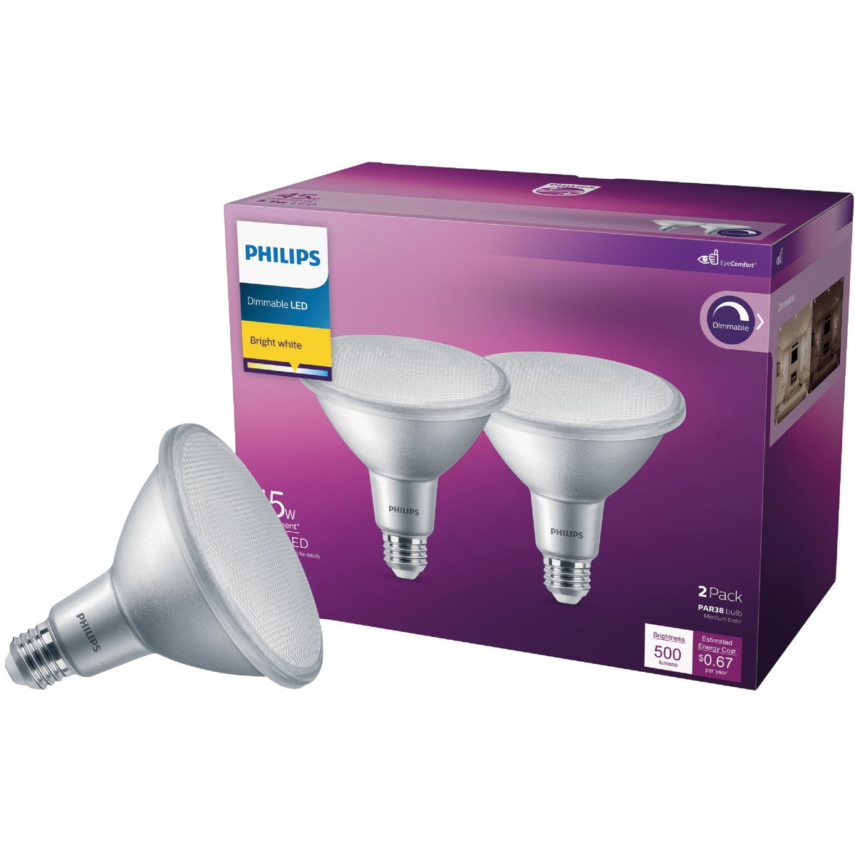 45-Watt PAR38 Indoor & Floodlight Light Bulb, Bright White, Dimmable, E26 Medium (2-Pack) - Walmart.com