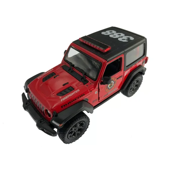 5" Kinsmart 2018 Jeep Wrangler Rubicon Firefighter Diecast Model Toy SUV 1:34