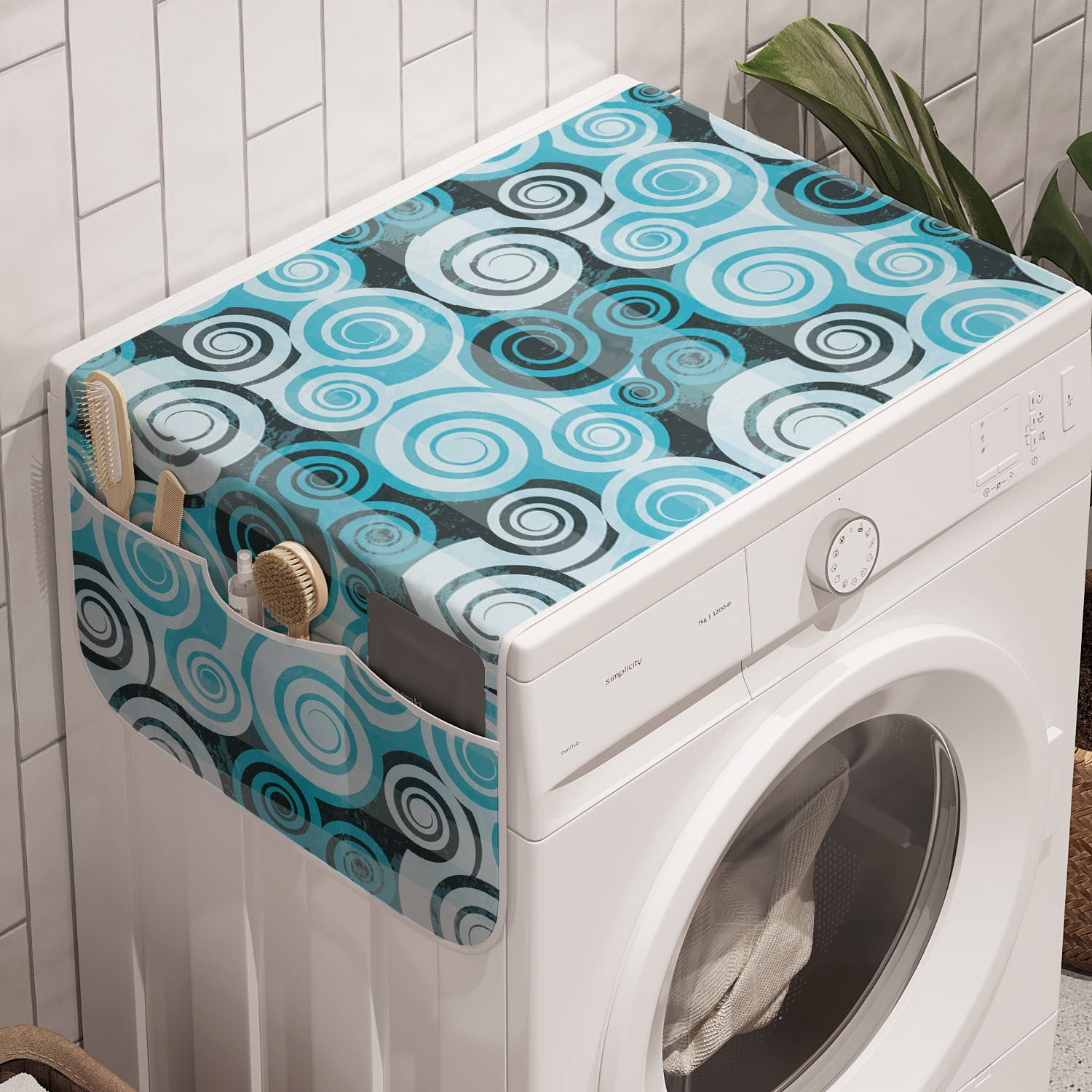 Washing Machine Case Abstract Washing Machine Organizer, Pastel Grunge Toned Spiraling ...