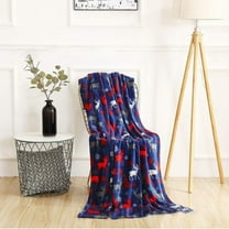 LACKUST Flannel Throw Blanket ,Christmas Decor Blanket,39.4x27.6in Christmas Blankets for Indoor and Outdoor Decor,Dark Blue
