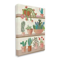 Stupell Industries Modern Chic Succulent Shelve Illustration Fun Cacti, 24 x 30, Designed by Darlene Seale