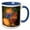 Blue/White, variant on 3drose, Canada, B.c., Cowichan Valley. Pumpkins and Folk Art Rooster, 11oz Magic Transforming Mug
