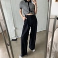 thumbnail image 5 of Women's Pants Wide and Straight Leg Pants High Waist Suit Pants Solid Color, 5 of 5