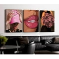 thumbnail image 3 of FCCUYE Black Woman Wall Art Pink Black Girl Canvas Decor African American Wall Art Picture Fashion Women Gril Poster Painting Abstract Flower People Art for Living Room Bedroom 16x24x3 Inch Und, 3 of 6