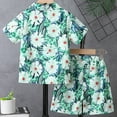 thumbnail image 2 of Jamsmile Toddler Boys Outfit Sets Summer Beach Button Down Floral PrinTshirts + Shorts Breathable Holiday Child Boys Clothes Sets , 5-6 Years, 2 of 6
