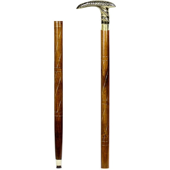 Aluminum & Brass Decorative Rosewood Walking Cane | Full Size Walking-Stick for Men & Women |