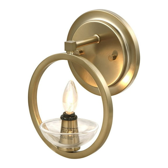 Aspen Creative 62250, 1-Light Metal Bathroom Vanity Wall Light Fixture, 7" Wide, Transitional Design in Warm Brass