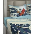 thumbnail image 2 of Ambesonne Surf Fitted & Top Sheet Set with Shams, Summer Cartoon Surfing Boy, Multicolor, 2 of 4
