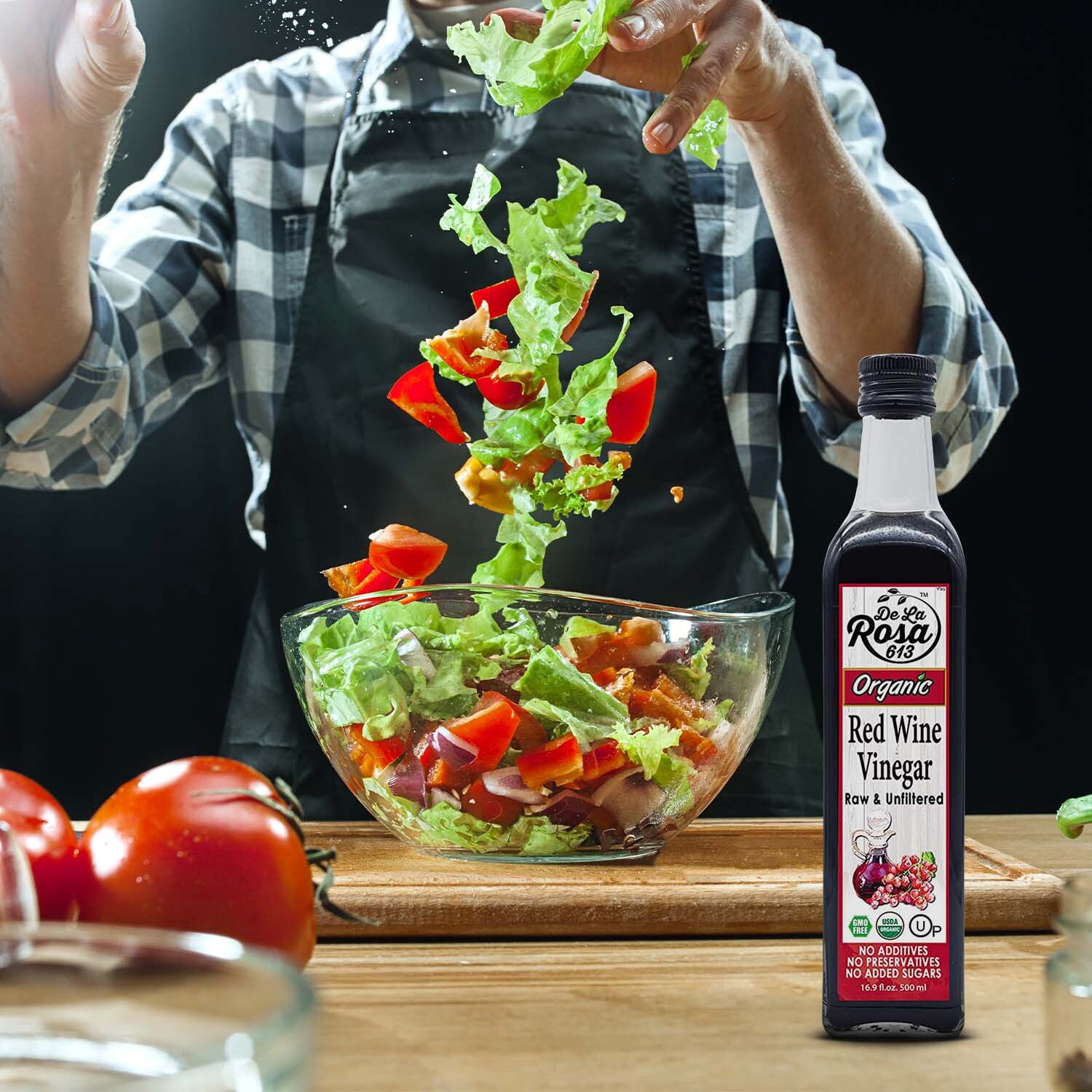 De La Rosa™ Organic Red Wine Vinegar, Raw & Unfiltered, 16.9 Oz (Pack of 2)