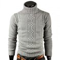thumbnail image 2 of Suéter de cuello alto delgado para hombre, suéter informal de manga larga para invierno, suéter tejido, cómodo, 2 of 5