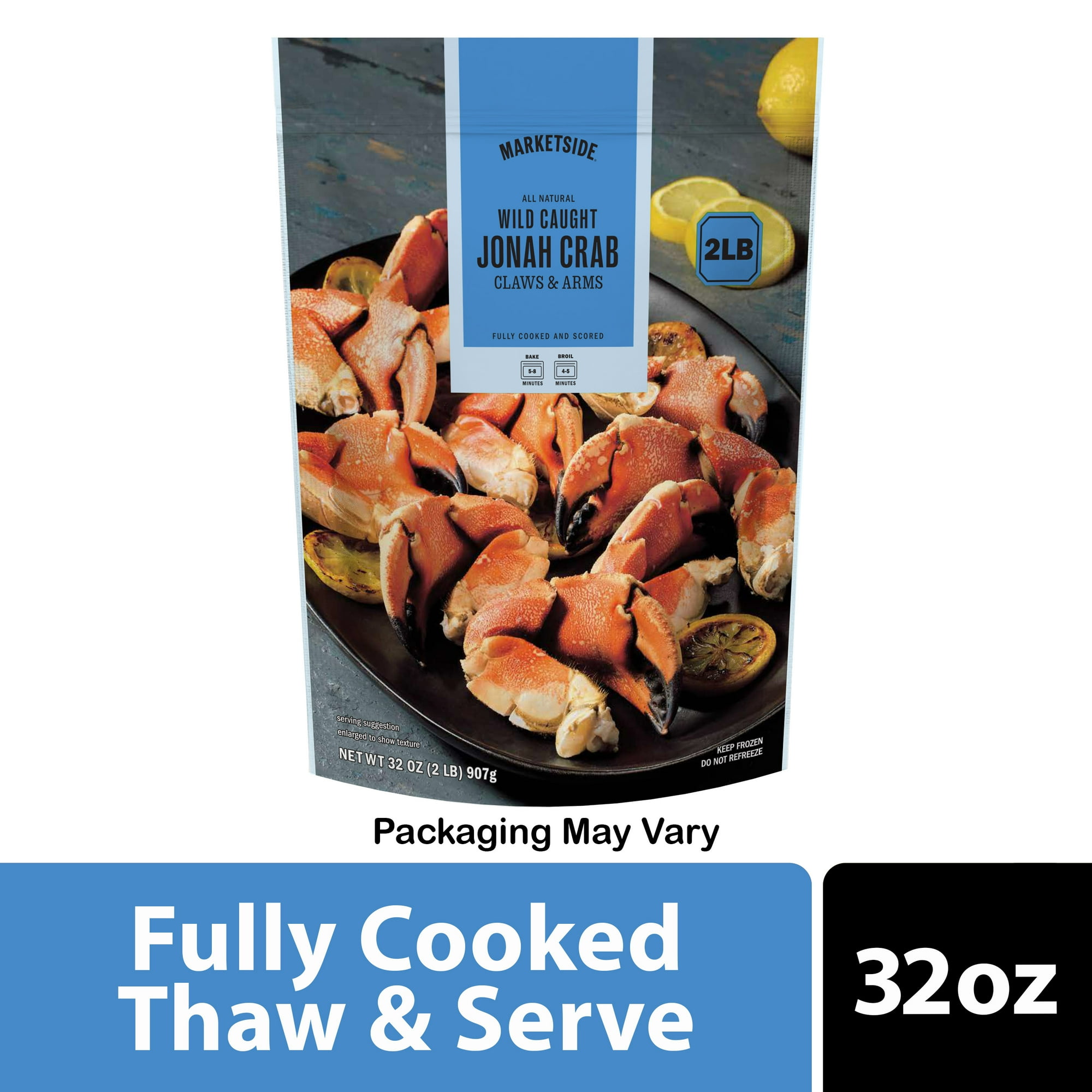 Marketside Frozen Cooked Jonah Crab Claws & Arms, 32 oz Bag (Contains Crab)