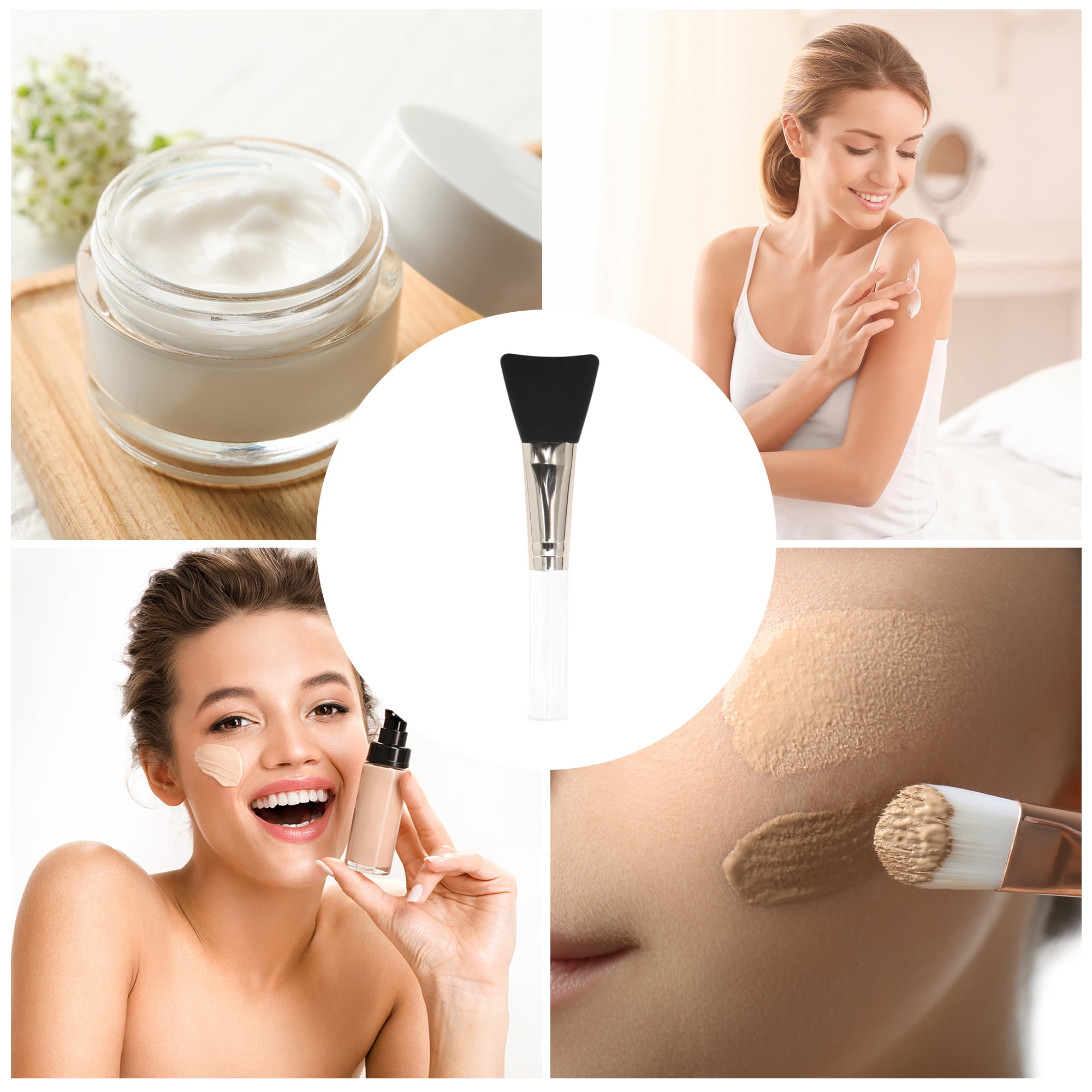 Unique Bargains Lightweight Flat Head Facial Mask Brush 1 Pc Clear Black
