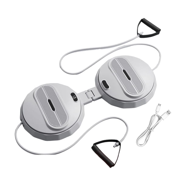 Máquina de abdominales, máquina de torsión de cintura, entrenamiento plegable con bandas de resistencia antideslizantes. Gris