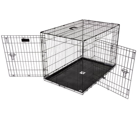 Image showcasing Precision Pet 2 Door Dog Crate, Black, Medium, 37