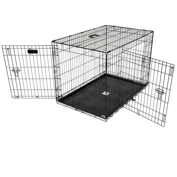 Precision Pet Provalu Dog Wire Crate 42" 2 Door Rust Resistant Kennel with 5-Point Locking System, Black, Small