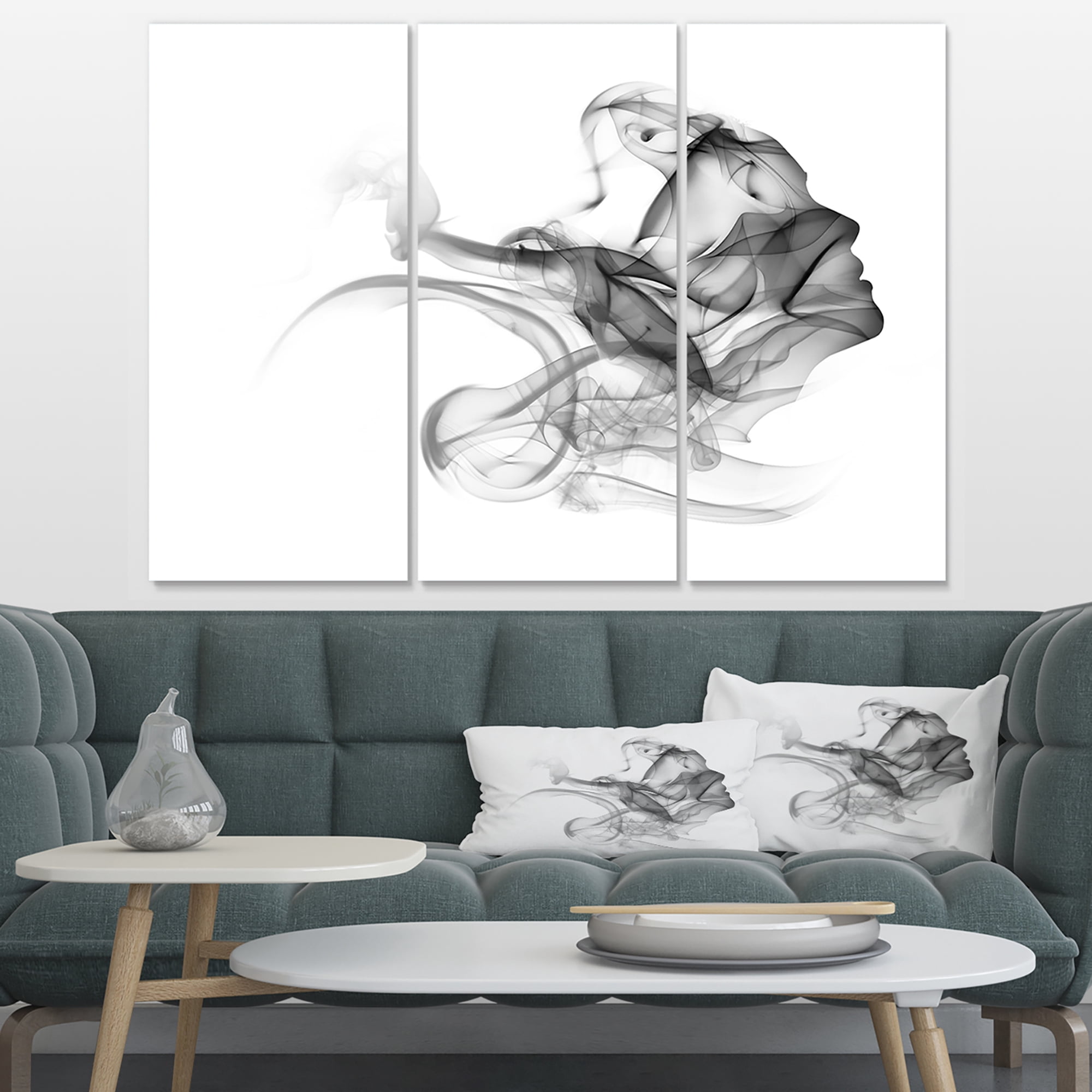 Designart 'Woman and Smoke Double Exposure ' Portrait Canvas Art Print
