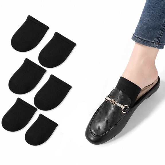6Pair Half Socks for Women Cotton Toe Socks Black Toe Socks for Mules No Show Toe Topper Non Slip Hidden Footies No Show Invisible Liners Half Sock Toe Topper Covers No See Summer Dress Socks