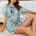 thumbnail image 4 of Daiia Dog Pets Pattern Womens Pajama Sets Short Sleeve Pajamas for Women Sets Soft Lounge Sets Casual Round Neck Sleepwear PJS-Large, 4 of 7