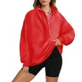 thumbnail image 3 of Crunowin Women's Sport Sweatshirts, 2025 Fall Winter Long Sleeve Half Button Pullover Top Red L, 3 of 8