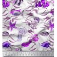 thumbnail image 1 of Soimoi Cotton Duck Fabric Leaves,Starfish & Jellyfish Ocean Print Fabric by The Yard 42 Inch Wide, 1 of 3