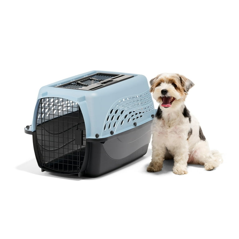 Petmate Two Door Top Load Plastic Travel Dog Kennel Pet Carrier for Dogs and Cats Medium 24 for Pets up to 15 lb Blue Walmart
