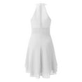 thumbnail image 4 of Womens Crew Neck Long Sleeve Spring Fall Dresses,Women's Solid Color Sexy Off The Shoulder Sleeveless Round Neck Hanging Neck A-line Dress White, 4 of 5