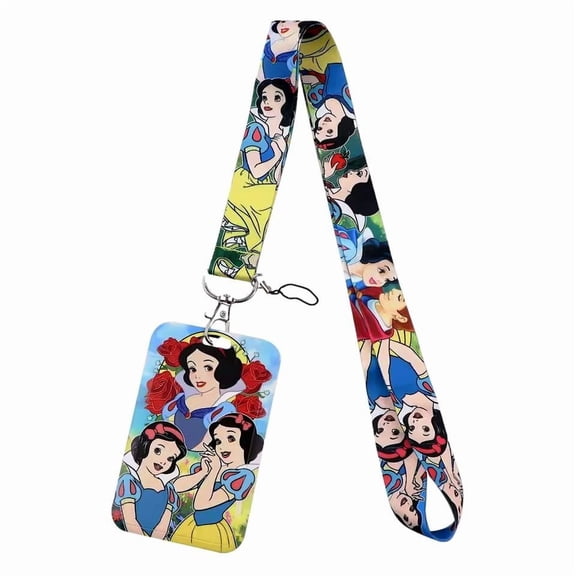 Snow White Cartoon Character AOP with ID Holder Lanyard Keychain