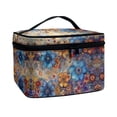 thumbnail image 2 of HELLHERO Polyester Cosmetic Travel Toiletry Bag Space-Efficient Toiletry Cosmetic Travel Bag Handy Home Offices Brush Storage, Colorful Floral Pattern, 2 of 5