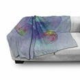 thumbnail image 3 of Spires Soft Flannel Fleece Throw Blanket, Psychedelic Abstract Digital Odd and Colorful Misty Like Balloons Trippy Graphic, Cozy Plush for Indoor and Outdoor Use, 70" x 90", Violet Red, by Ambesonne, 3 of 6