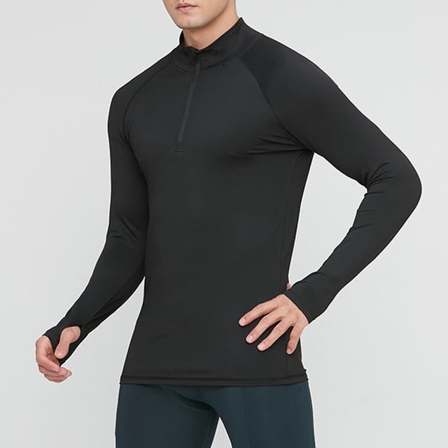 pstuiky Camisas de manga larga de invierno para hombre, Protector solar de invierno para hombre, transpirable, de color sólido, con cremallera, cuello alto y manga larga. xl