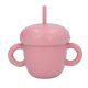 thumbnail image 1 of Vaso con pajita para bebé, diseño de hongo, de silicona de grado alimenticio, mango antideslizante, vaso de silicona antisalpicaduras con pajita, color rojo vino, 1 of 14