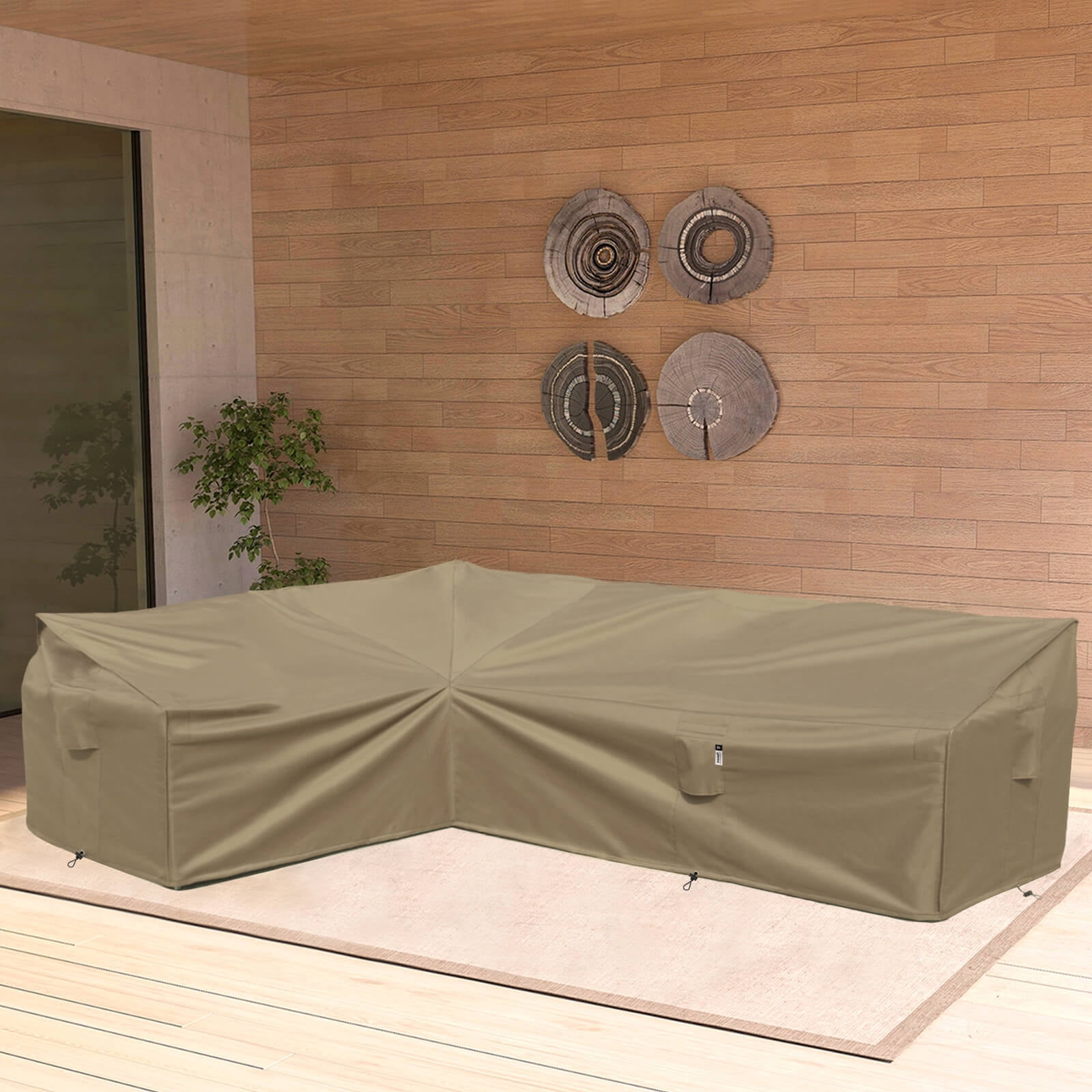 Flexiyard Patio Sectional Cover, 90"x120" Waterproof Beige Patio Furniture Cover