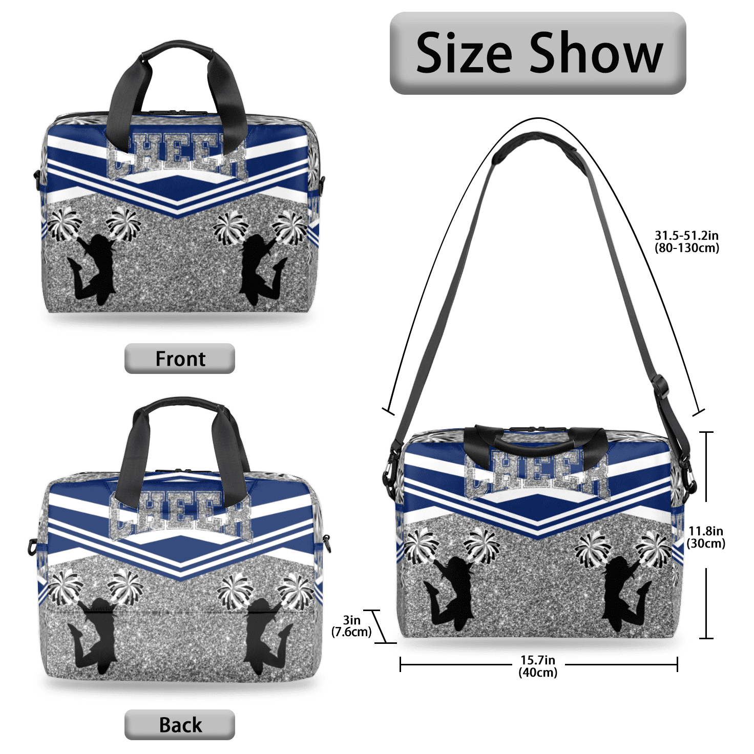 Herdesigns Blue Cheerleading Laptop Bag for Women Men, Computer Case Briefcase Messenger Bags, 15-15.6 inch Laptop Sleeve Shoulder Bag
