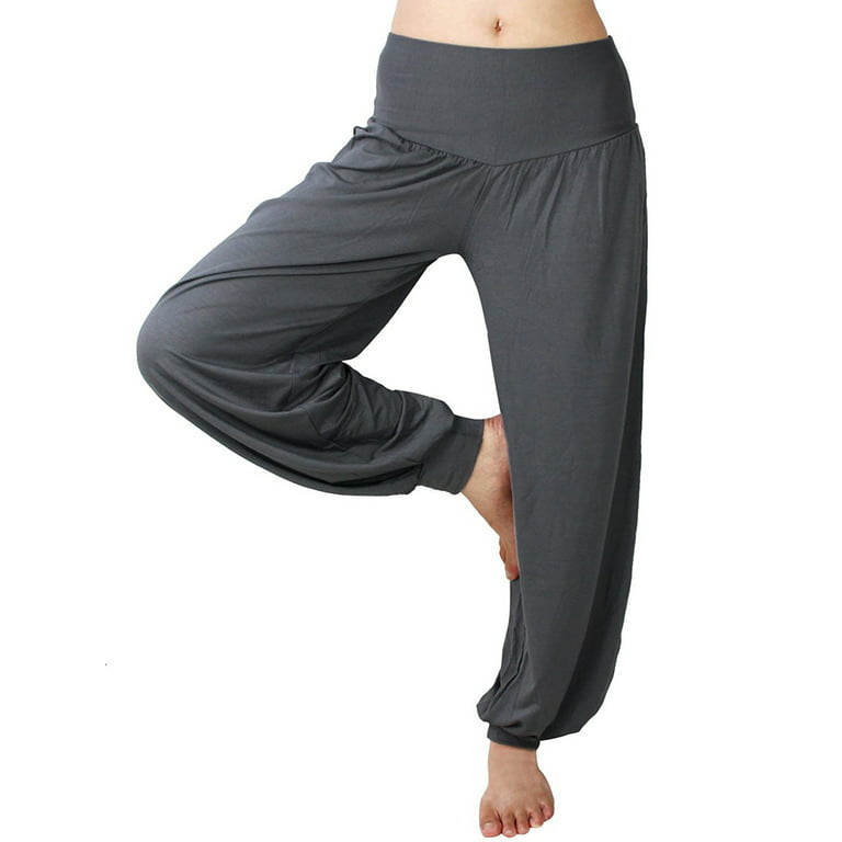 SAYFUT Women's Super Soft Modal Spandex Casual Loose Baggy Harem Yoga  Pilates Pants Wide Leg Elastic Waistband Hippie Trousers 