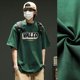thumbnail image 3 of Camiseta para hombre, verde, holgada, con gráficos, estilo Harajuku, 100 % algodón, original, holgada, con letras, ropa popular coreana, 3 of 5