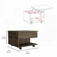 thumbnail image 4 of Luanda Lift Top Coffee Table with Casters and One Shelf - Dark Brown Elegance, 4 of 7
