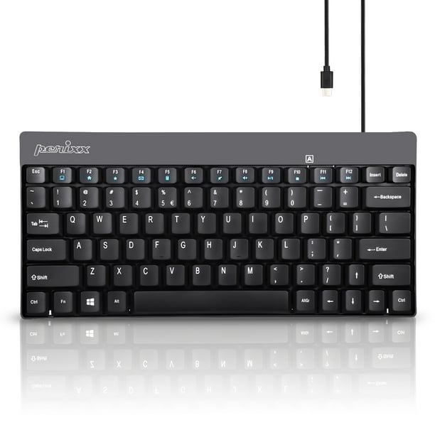 Perixx Periboard422 Wired USBC Mini Computer Keyboard, Black, Us