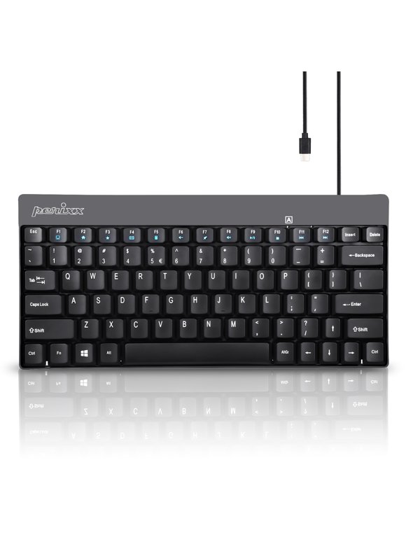Perixx Periboard-422 Wired USB-C Mini Computer Keyboard, Black, Us English