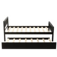 thumbnail image 6 of HICOMILA Twin Wood Platform Trundle Bed – 3 Colors, No Box Spring, Headboard & Footboard, Space-Saving, for Bedroom/Guest Room, 6 of 9