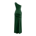 thumbnail image 5 of XIAOCHA Summer Glam Maxi Dress for Women One Shoulder Ruched Waist Solid Satin Formal Party Gown, 5 of 5
