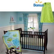 Little Bedding by NoJo Ocean Dreams 4-Piece Crib Bedding Set w/BONUS Wearable Blanket