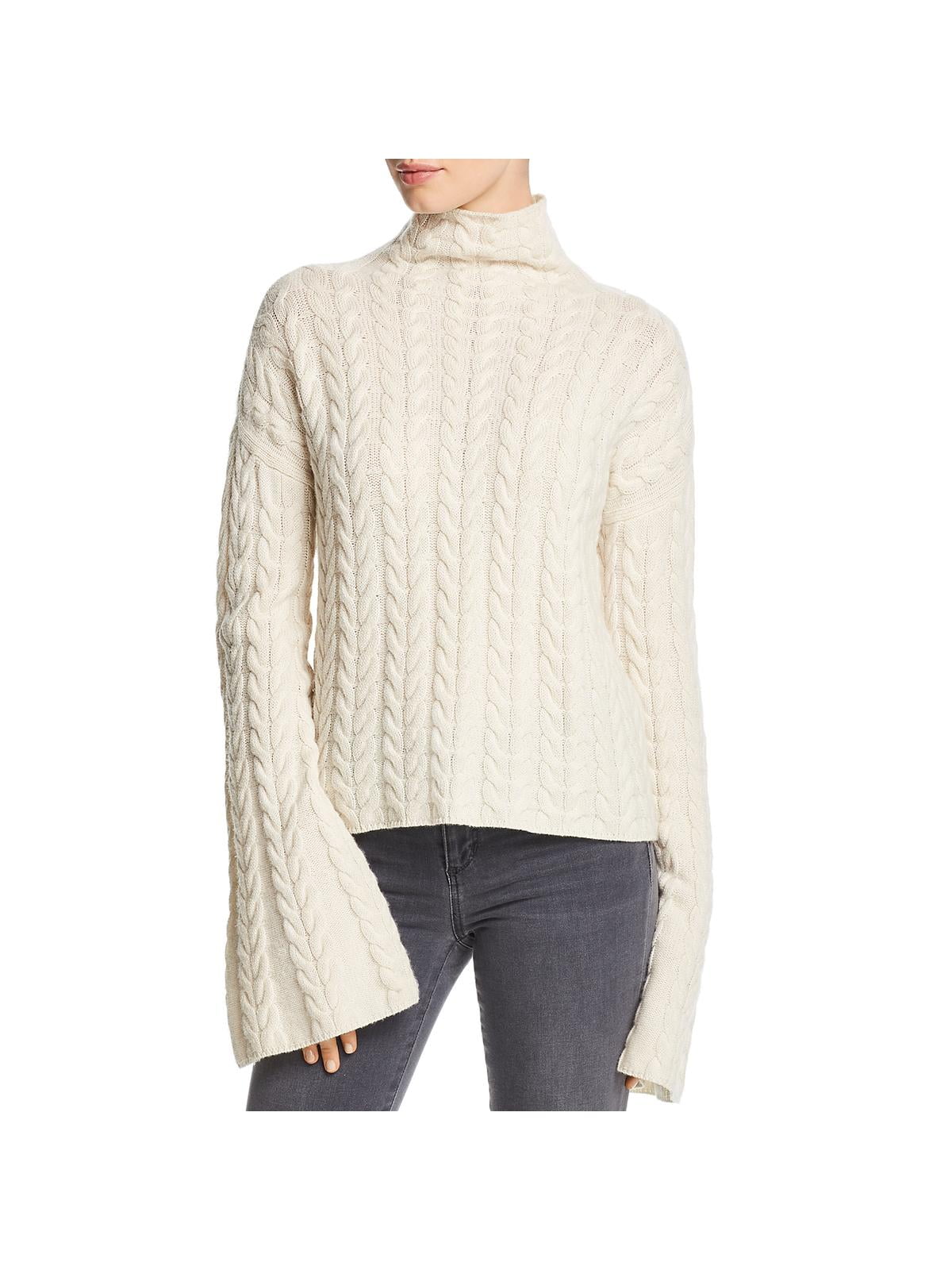 Theory Theory Womens Cashmere Cable Knit Turtleneck Sweater Ivory M
