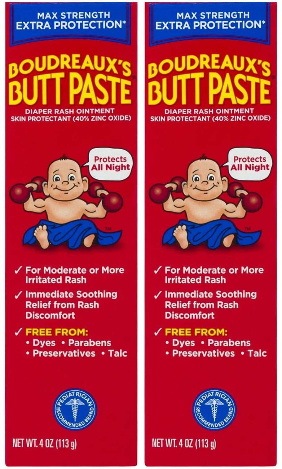Boudreauxs Maximum Strength Butt Paste Diaper Rash Ointment - 4 Oz, - 2 Pack